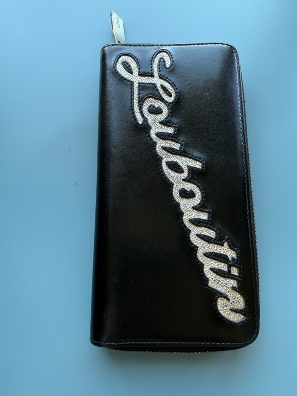 Christian Louboutin Panettone Wallet, Black With Gold Logo Embroidery, RARE - Picture 6 of 16